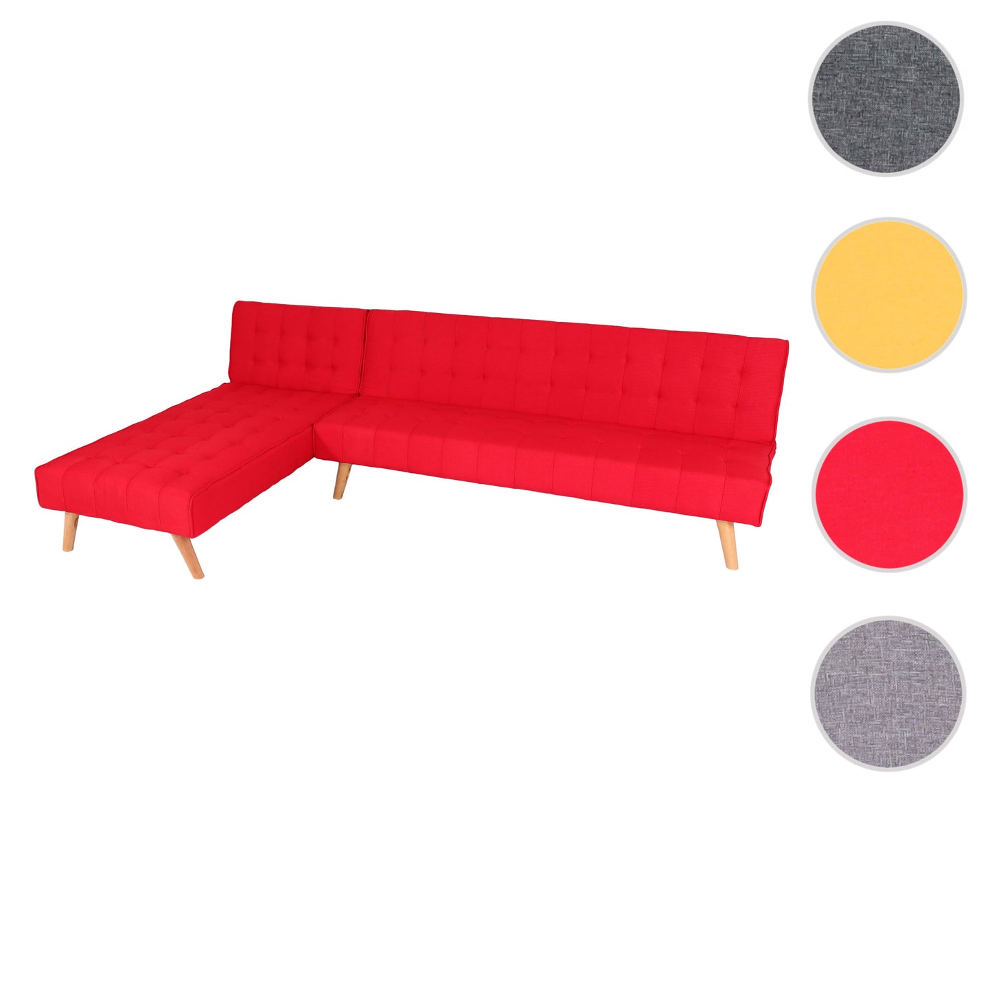 Cosmo Casa - Hoekbank - Klapbank - Textiel - Rood - 256 cm