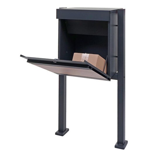 Cosmo Casa - Pakketdoos - Staand - Metaal - Antraciet houtlook