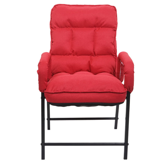 Cosmo Casa - Eetkamerstoel - Verstelbare rugleuning - Metaal & Textiel - Rood