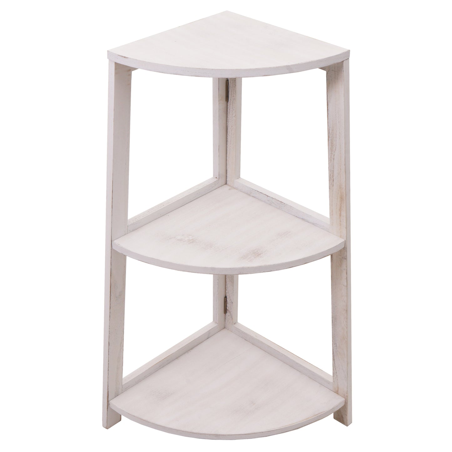 Cosmo Casa - Hoekplank - Woonplank met 3 Planken - Paulownia MDF - Shabby White - 80×37×37 cm