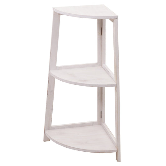 Cosmo Casa - Hoekplank - Woonplank met 3 Planken - Paulownia MDF - Shabby White - 80×37×37 cm