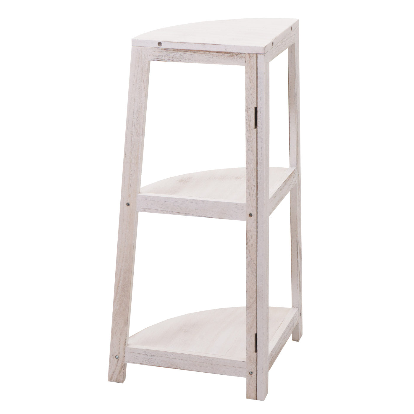 Cosmo Casa - Hoekplank - Woonplank met 3 Planken - Paulownia MDF - Shabby White - 80×37×37 cm