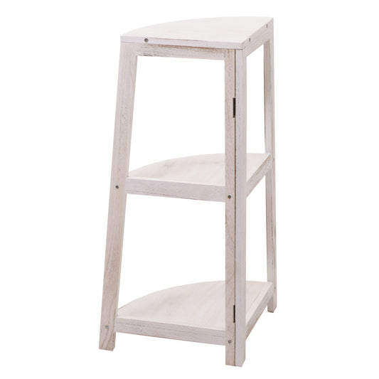 Cosmo Casa - Hoekplank - Woonplank met 3 Planken - Paulownia MDF - Shabby White - 80×37×37 cm