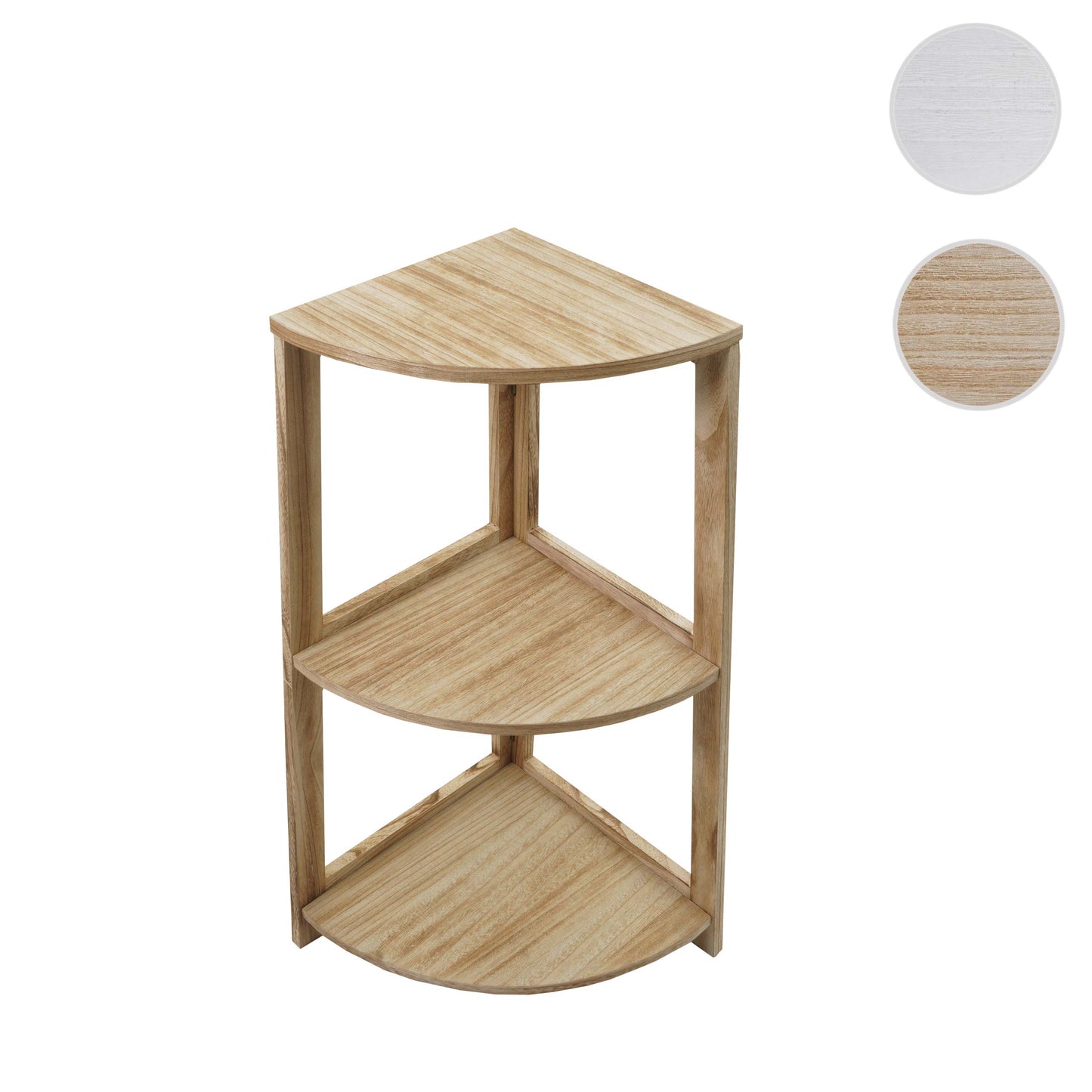 Cosmo Casa - Hoekplank - Woonplank met 3 Planken - Paulownia MDF - Naturel Bruin - 80×37×37 cm