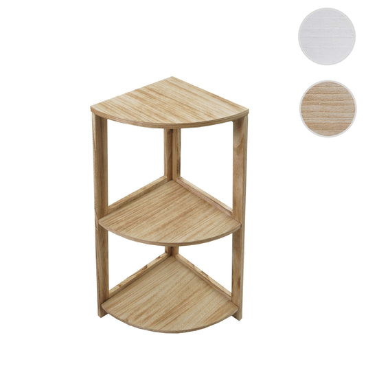 Cosmo Casa - Hoekplank - Woonplank met 3 Planken - Paulownia MDF - Naturel Bruin - 80×37×37 cm