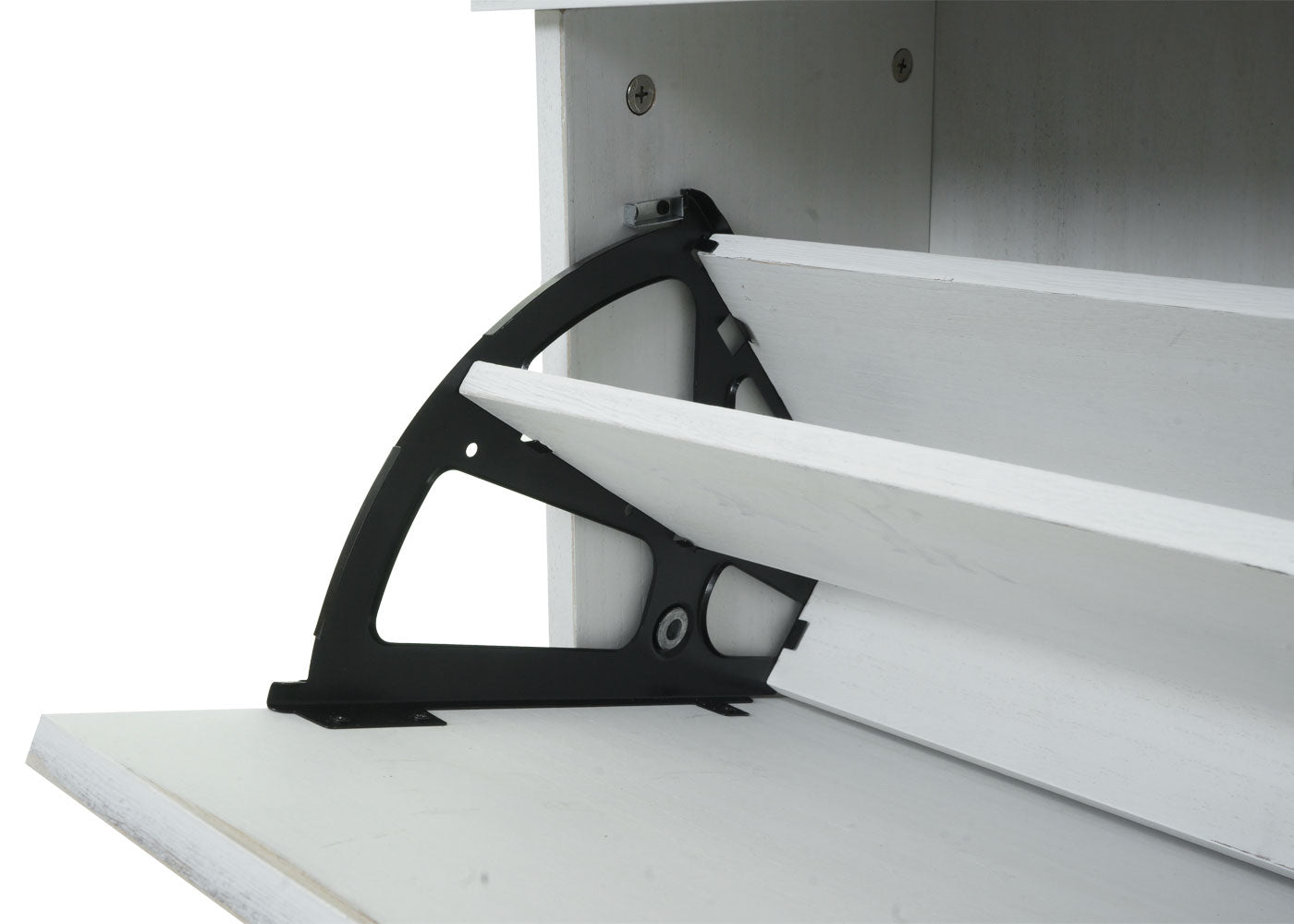 Cosmo Casa - Schoenenkantelaar - Schoenenrek met 2 Kleppen - Paulownia MDF - Shabby White - 81×60×25 cm