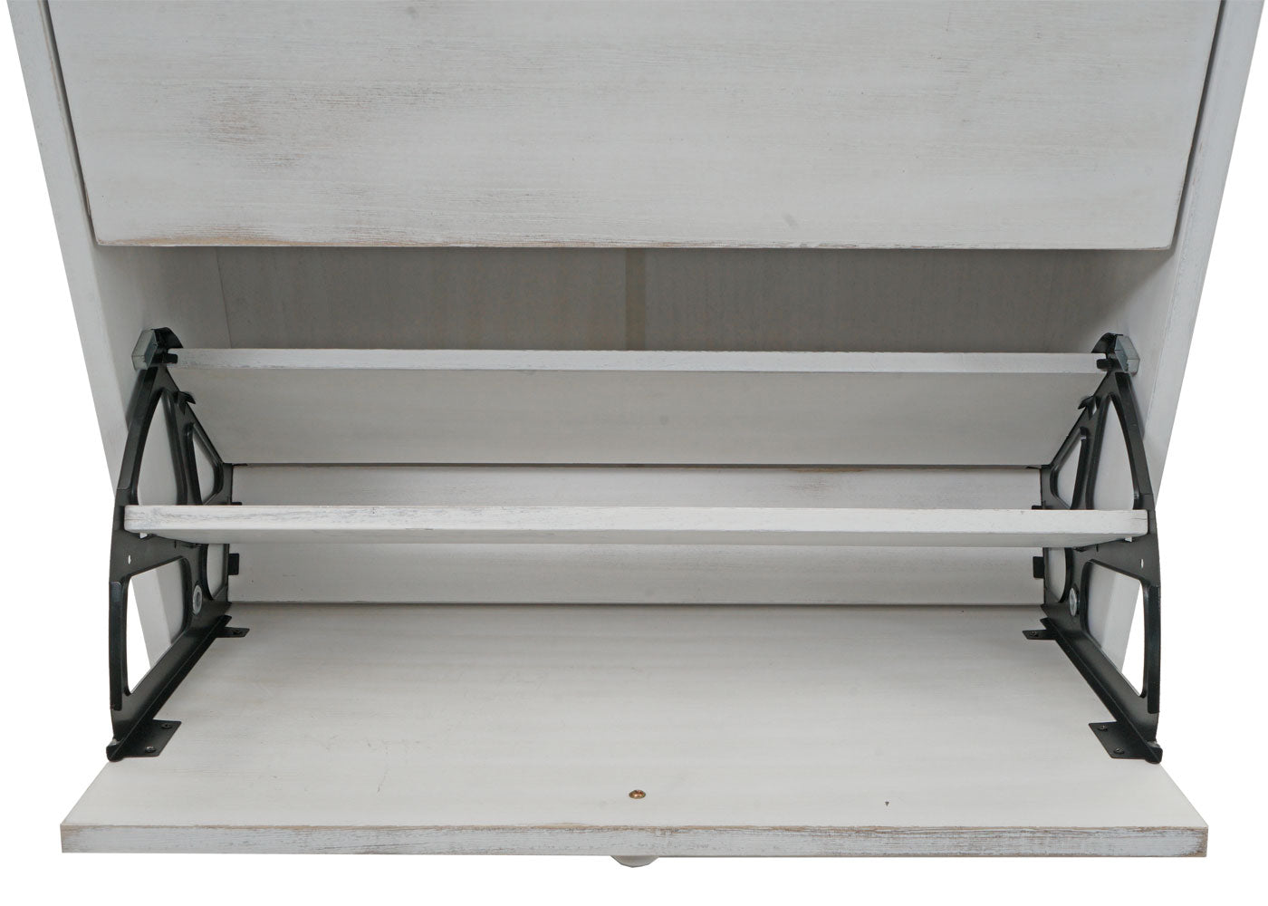 Cosmo Casa - Schoenenkantelaar - Schoenenrek met 2 Kleppen - Paulownia MDF - Shabby White - 81×60×25 cm