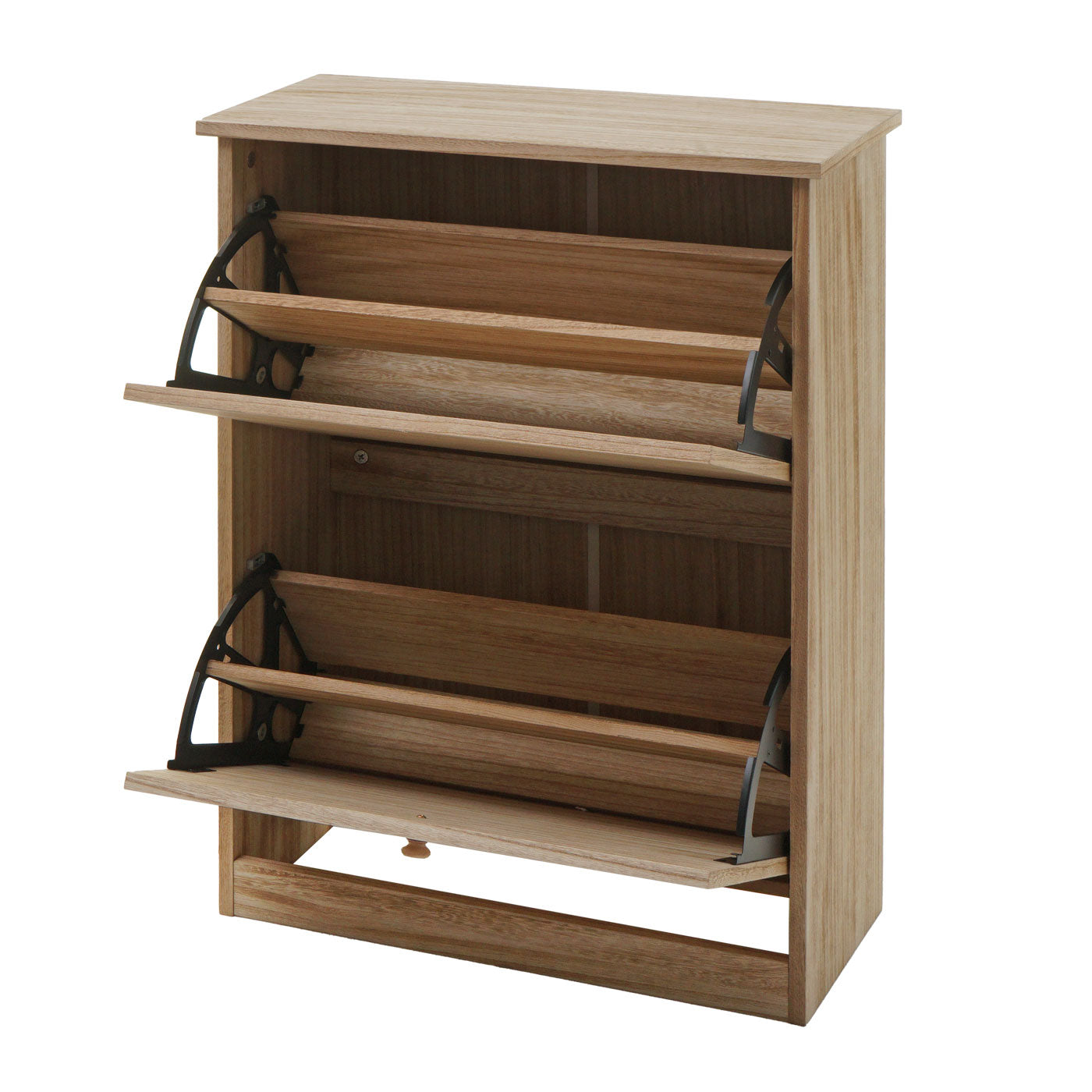 Cosmo Casa - Schoenenkantelaar - Schoenenrek met 2 Kleppen - Paulownia MDF - Naturel Bruin - 81×60×25 cm