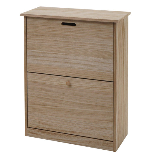 Cosmo Casa - Schoenenkantelaar - Schoenenrek met 2 Kleppen - Paulownia MDF - Naturel Bruin - 81×60×25 cm