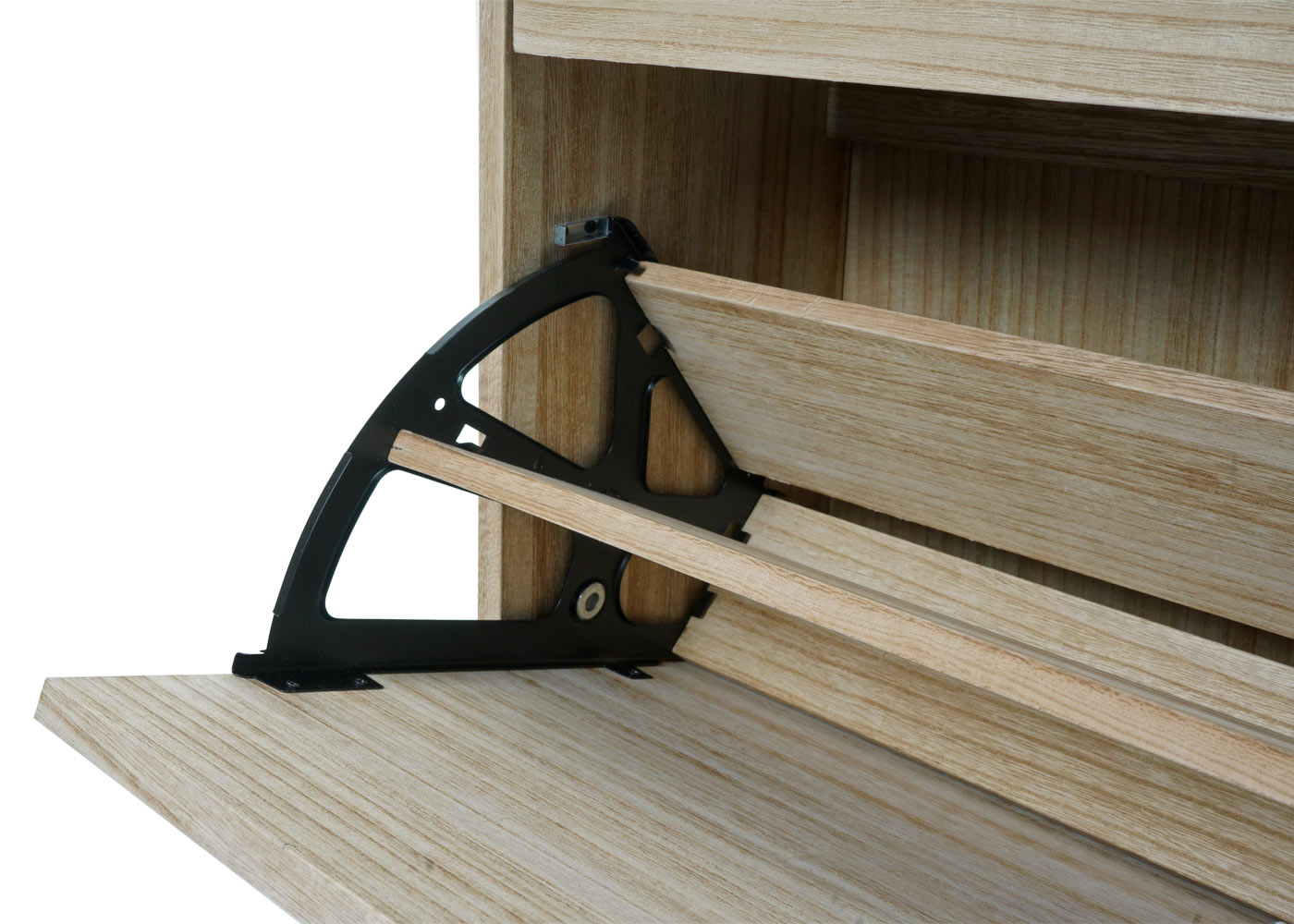 Cosmo Casa - Schoenenkantelaar - Schoenenrek met 2 Kleppen - Paulownia MDF - Naturel Bruin - 81×60×25 cm