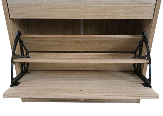 Cosmo Casa - Schoenenkantelaar - Schoenenrek met 2 Kleppen - Paulownia MDF - Naturel Bruin - 81×60×25 cm