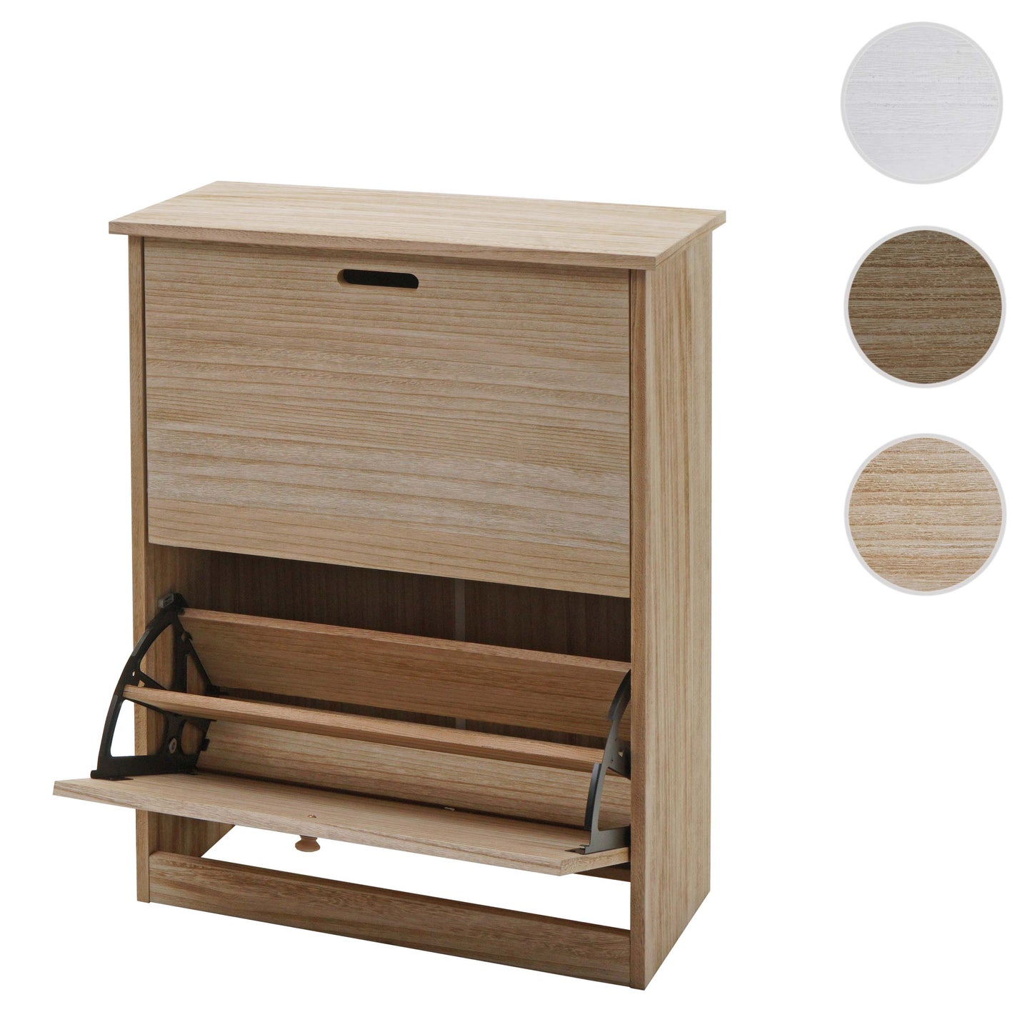 Cosmo Casa - Schoenenkantelaar - Schoenenrek met 2 Kleppen - Paulownia MDF - Naturel Bruin - 81×60×25 cm