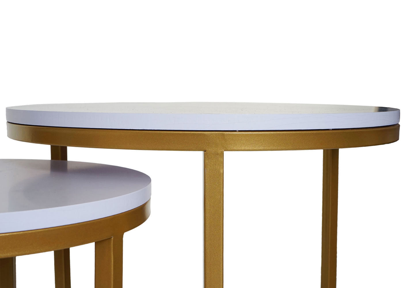 Cosmo Casa - Set van 2 Bijzettafels - Salontafel & Nachtkastje - Marmerlook MDF - Wit & Goud