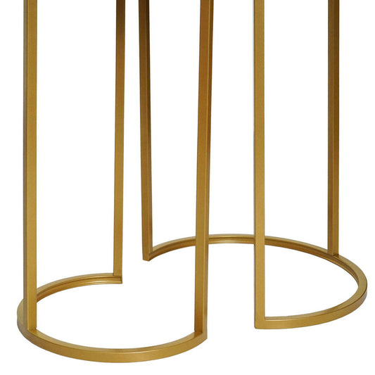 Cosmo Casa - Set van 2 Bijzettafels - Salontafel & Nachtkastje - Marmerlook MDF - Wit & Goud