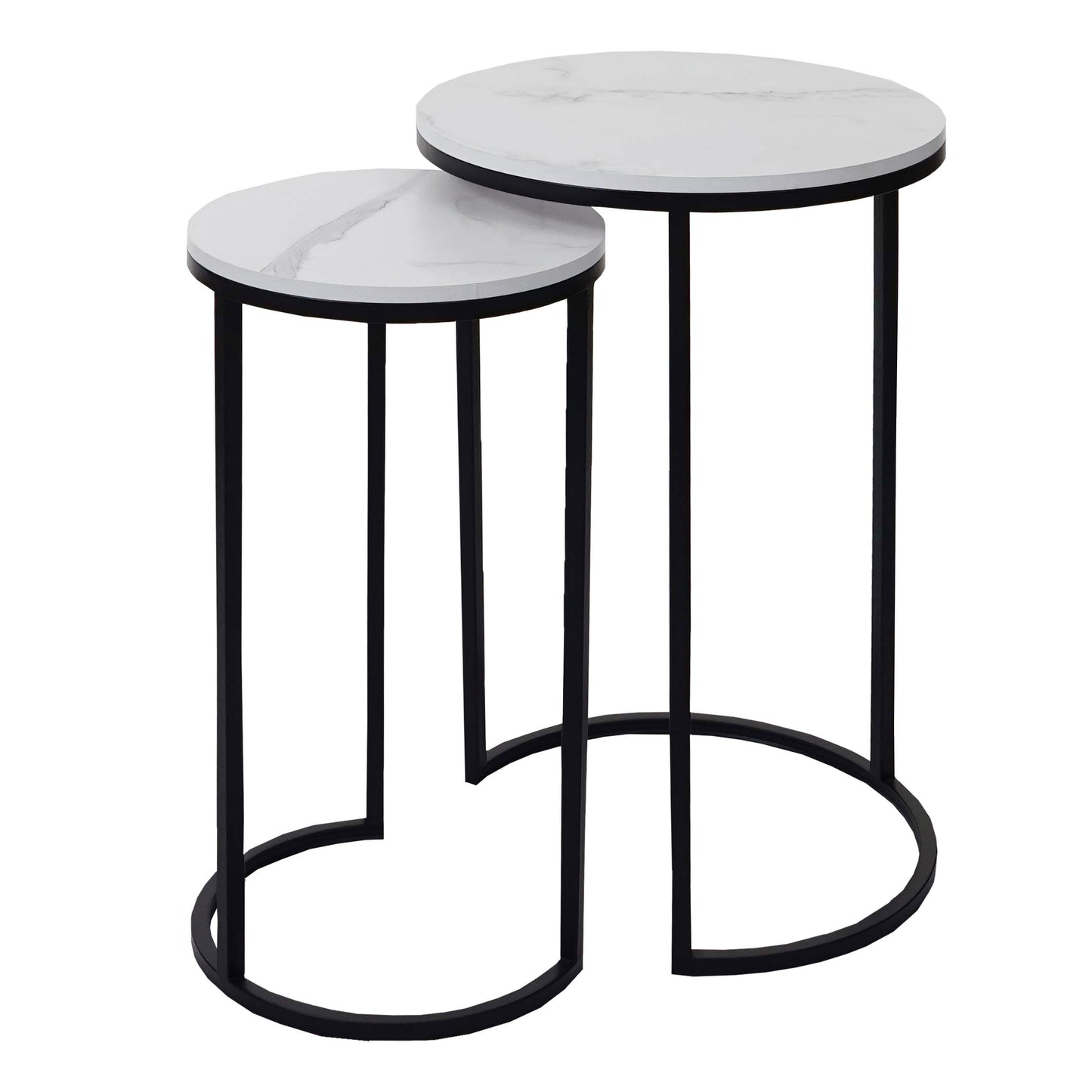 Cosmo Casa - Set van 2 Bijzettafels - Salontafel & Nachtkastje - Marmerlook MDF - Wit & Zwart