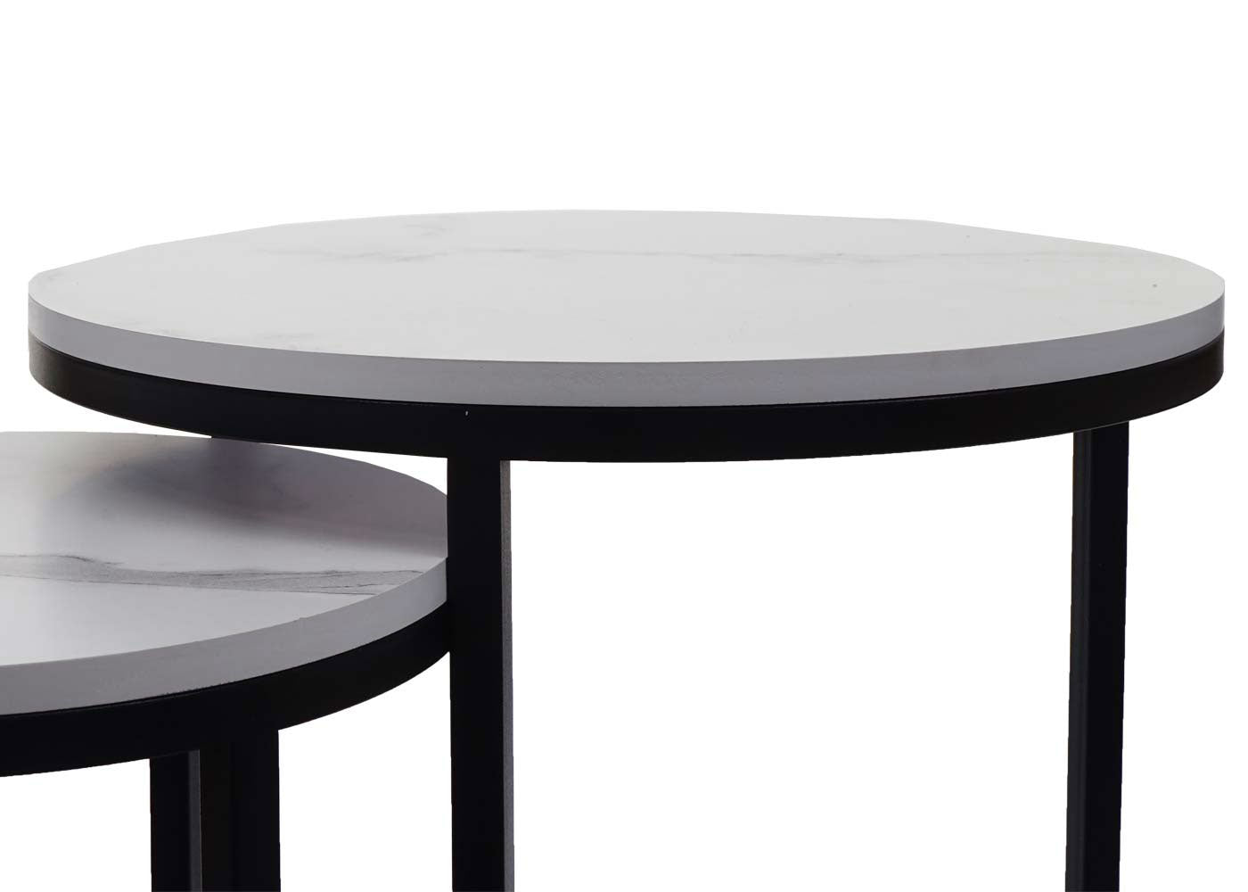 Cosmo Casa - Set van 2 Bijzettafels - Salontafel & Nachtkastje - Marmerlook MDF - Wit & Zwart