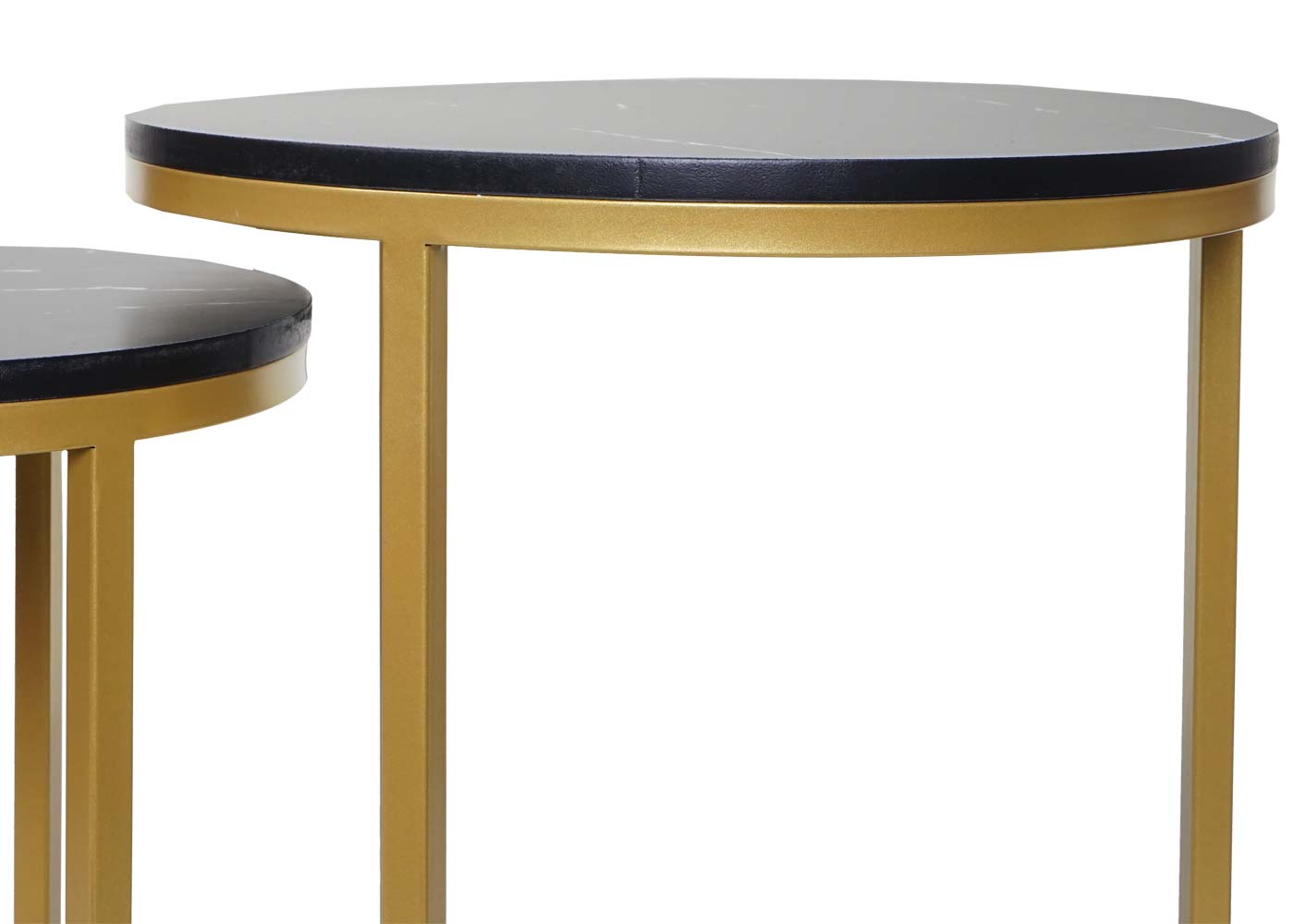 Cosmo Casa - Set van 2 Bijzettafels - Salontafel & Nachtkastje - Marmerlook MDF - Zwart & Goud