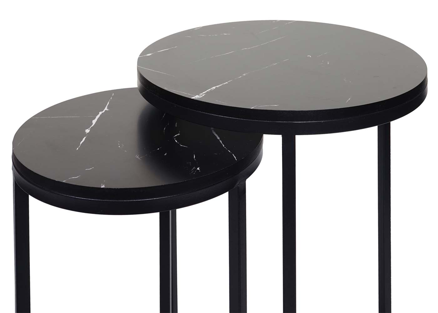 Cosmo Casa - Set van 2 Bijzettafels - Salontafel & Nachtkastje - Marmerlook MDF - Zwart