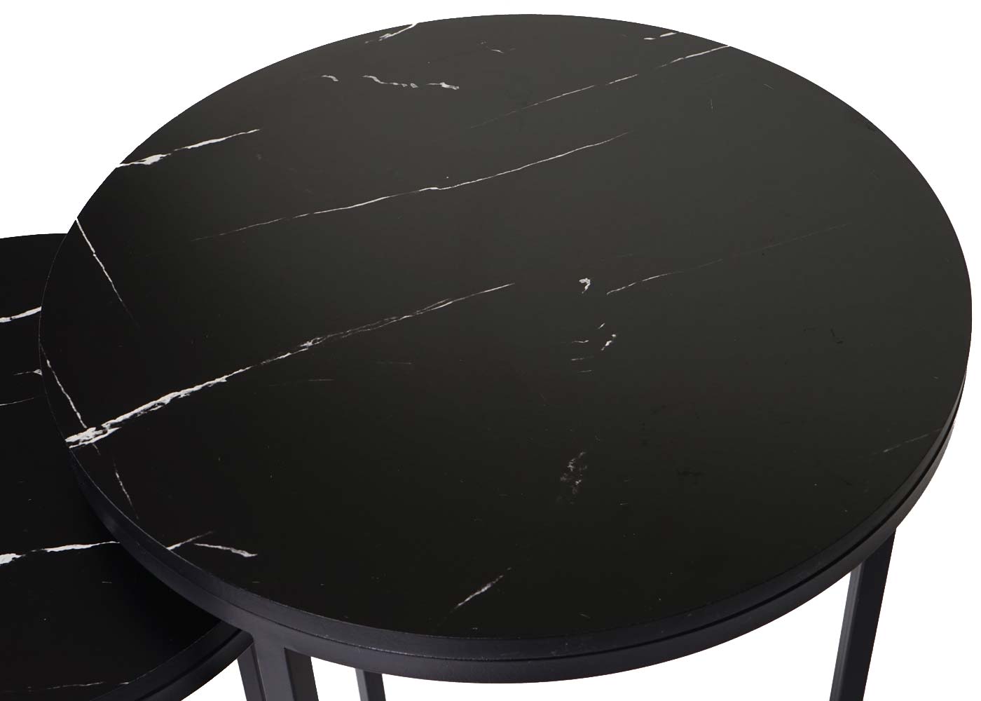 Cosmo Casa - Set van 2 Bijzettafels - Salontafel & Nachtkastje - Marmerlook MDF - Zwart