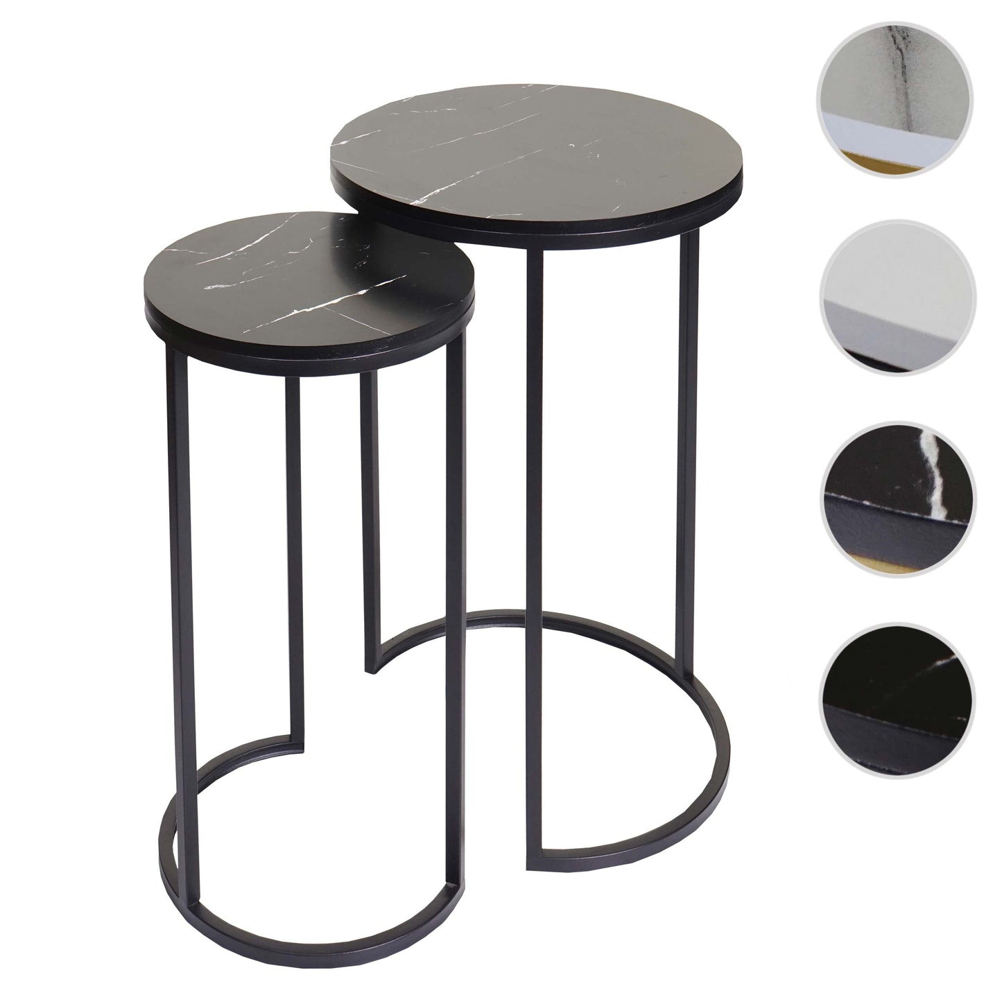 Cosmo Casa - Set van 2 Bijzettafels - Salontafel & Nachtkastje - Marmerlook MDF - Zwart