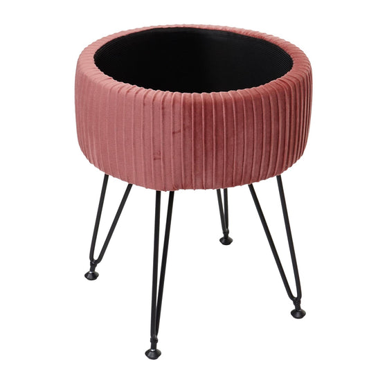 Cosmo Casa - Kruk met Opbergvak - 33 cm - Fluwelen Look & Metalen Frame - Roze & Zwart