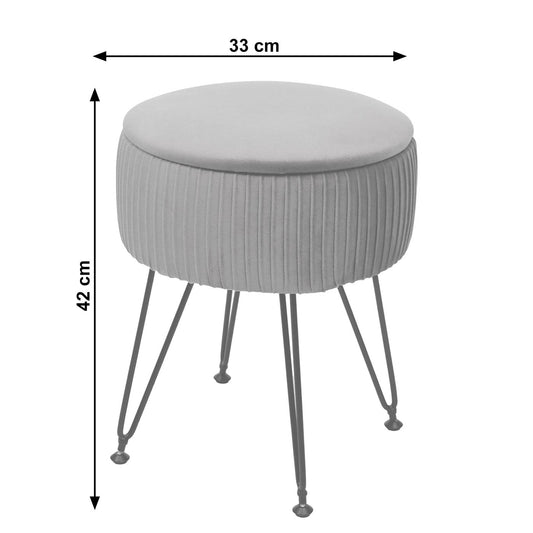 Cosmo Casa - Kruk met Opbergvak - 33 cm - Fluwelen Look & Metalen Frame - Groen & Goud