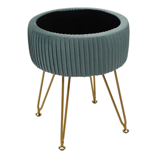 Cosmo Casa - Kruk met Opbergvak - 33 cm - Fluwelen Look & Metalen Frame - Groen & Goud