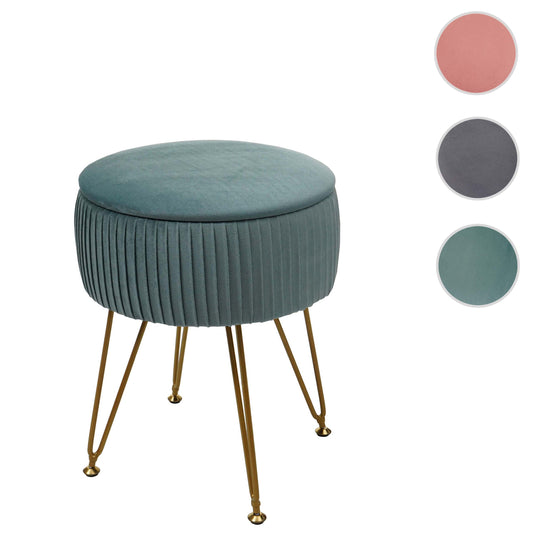 Cosmo Casa - Kruk met Opbergvak - 33 cm - Fluwelen Look & Metalen Frame - Groen & Goud