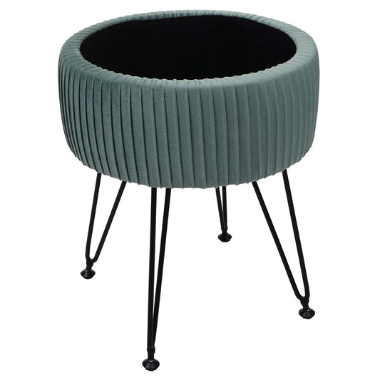 Cosmo Casa - Kruk met Opbergvak - 33 cm - Fluwelen Look & Metalen Frame - Groen & Zwart