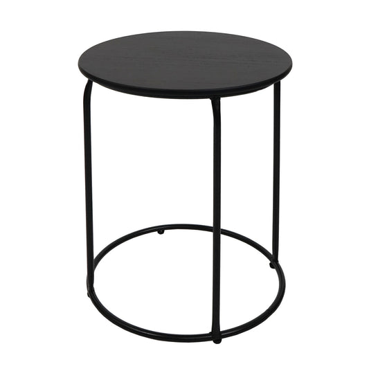 Cosmo Casa - Set van 2 Krukken en Bijzettafel - Salontafelkruk - MDF & Metaal - Kunstleer - Zwart