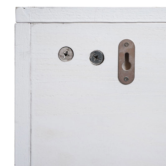 Cosmo Casa - Wandplank & Kapstokpaneel - 3 Opbergvakken & 5 Haken - Hout - Shabby White - 30×80×20 cm