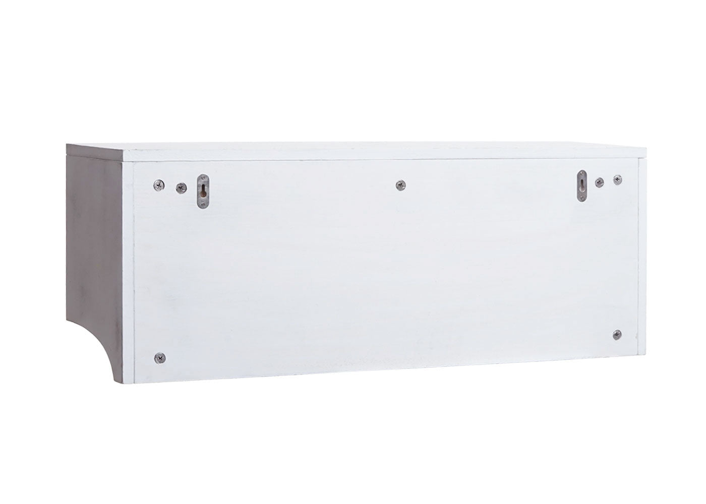 Cosmo Casa - Wandplank & Kapstokpaneel - 3 Opbergvakken & 5 Haken - Hout - Shabby White - 30×80×20 cm