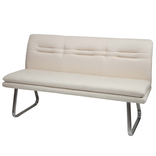 Cosmo Casa - Eetkamerbank – Gestoffeerd met Kussenrug & Geborsteld Staal – Crème-Beige – 160 cm