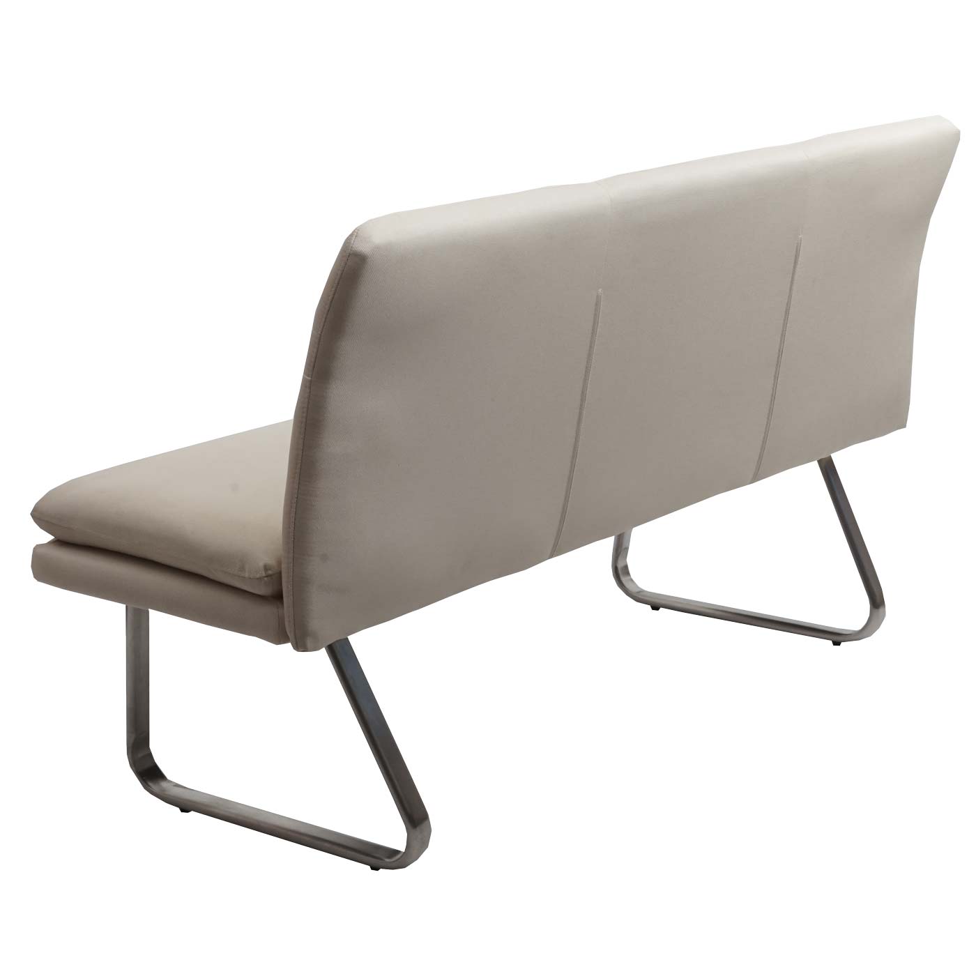 Cosmo Casa - Eetkamerbank – Gestoffeerd met Kussenrug & Geborsteld Staal – Crème-Beige – 160 cm