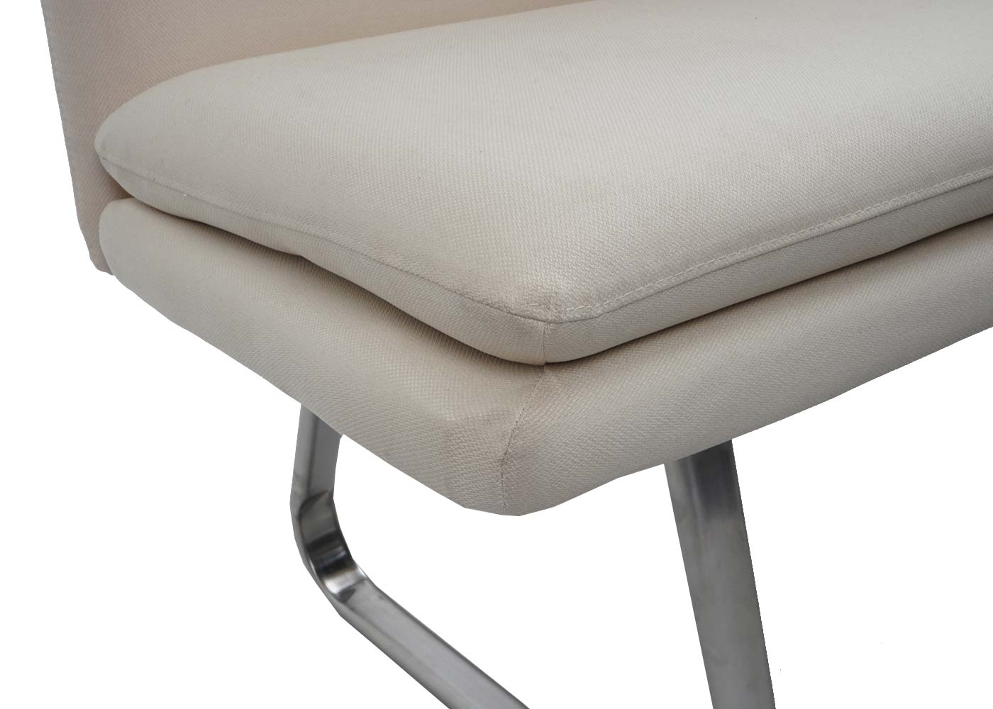 Cosmo Casa - Eetkamerbank – Gestoffeerd met Kussenrug & Geborsteld Staal – Crème-Beige – 160 cm