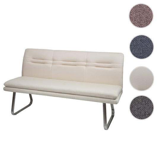Cosmo Casa - Eetkamerbank – Gestoffeerd met Kussenrug & Geborsteld Staal – Crème-Beige – 160 cm