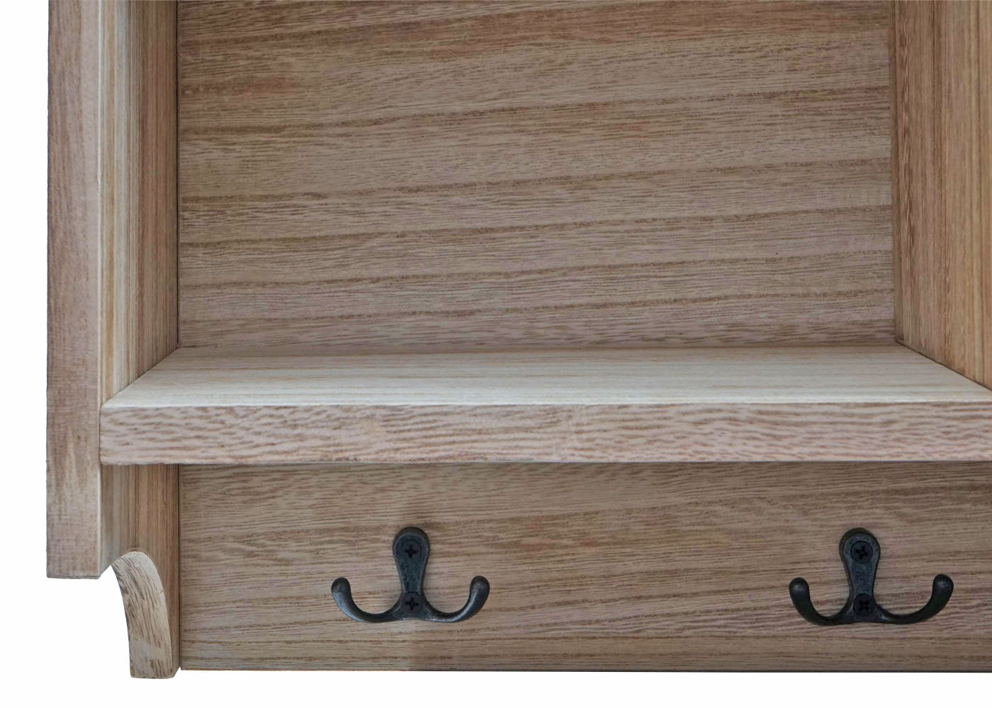 Cosmo Casa - Wandplank & Kapstokpaneel - 3 Opbergvakken & 5 Haken - Hout - Natural Brown - 30×80×20 cm