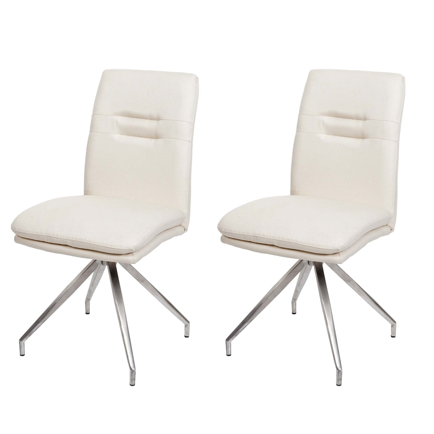 Cosmo Casa - Set van 2 Eetkamerstoelen - Geborsteld - Roestvrij staal - Crème-Beige