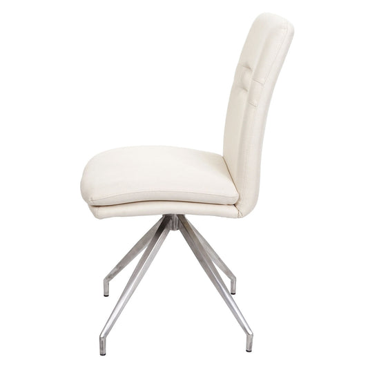 Cosmo Casa - Set van 2 Eetkamerstoelen - Geborsteld - Roestvrij staal - Crème-Beige