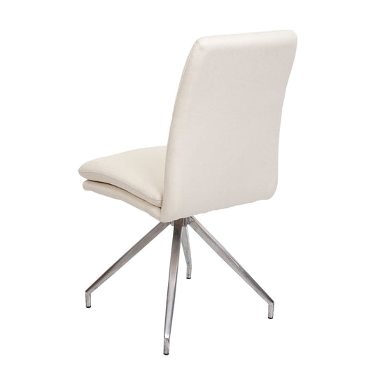 Cosmo Casa - Set van 2 Eetkamerstoelen - Geborsteld - Roestvrij staal - Crème-Beige