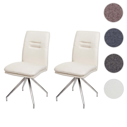 Cosmo Casa - Set van 2 Eetkamerstoelen - Geborsteld - Roestvrij staal - Crème-Beige