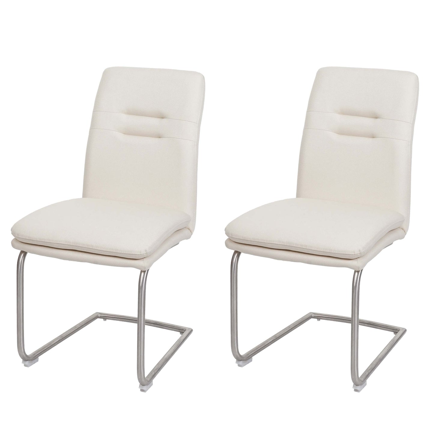 Cosmo Casa - Set van 2 Eetkamerstoelen - Geborsteld - Roestvrij staal - Crème-Beige