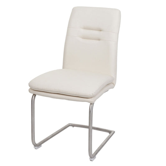 Cosmo Casa - Set van 2 Eetkamerstoelen - Geborsteld - Roestvrij staal - Crème-Beige
