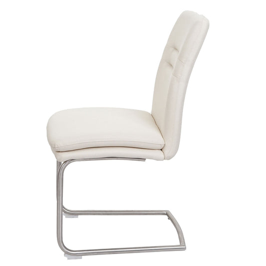 Cosmo Casa - Set van 2 Eetkamerstoelen - Geborsteld - Roestvrij staal - Crème-Beige
