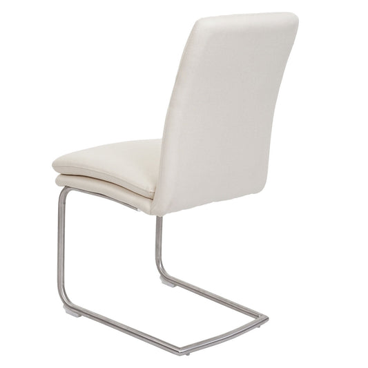 Cosmo Casa - Set van 2 Eetkamerstoelen - Geborsteld - Roestvrij staal - Crème-Beige