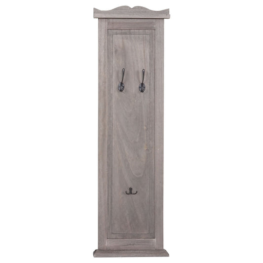 Cosmo Casa - Set van 2 Wandkapstokken - Paneel met Wandhaken - Hout - Grijsbruin - 109×28×4 cm - Shabby Look