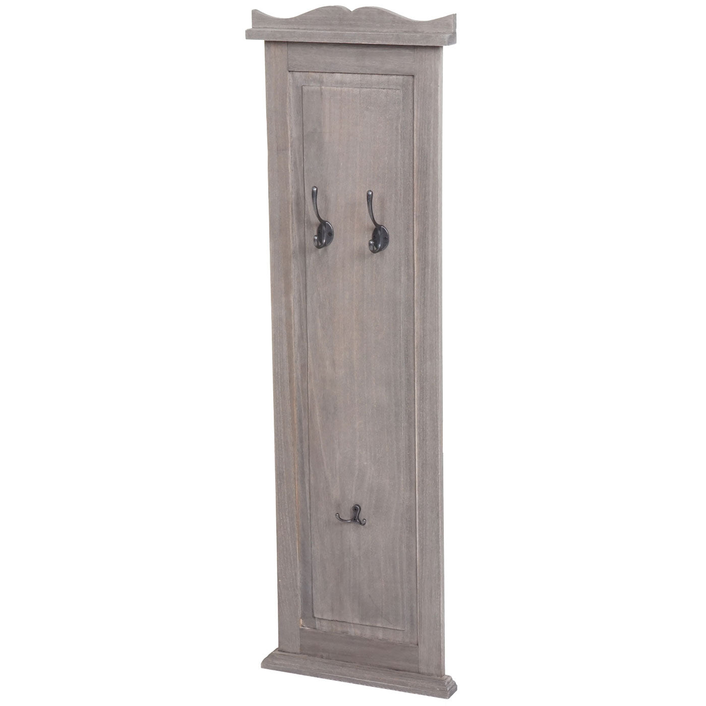 Cosmo Casa - Set van 2 Wandkapstokken - Paneel met Wandhaken - Hout - Grijsbruin - 109×28×4 cm - Shabby Look