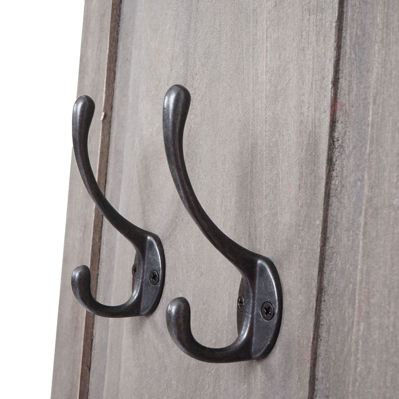 Cosmo Casa - Set van 2 Wandkapstokken - Paneel met Wandhaken - Hout - Grijsbruin - 109×28×4 cm - Shabby Look