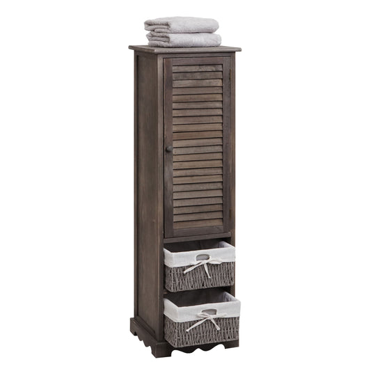 Cosmo Casa - Badkamerladekast - Badkamerplank - Massief Hout - Shabby Look - Grijsbruin