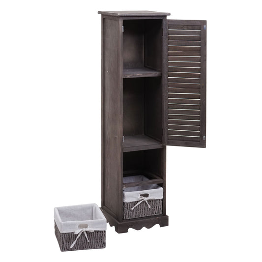 Cosmo Casa - Badkamerladekast - Badkamerplank - Massief Hout - Shabby Look - Grijsbruin